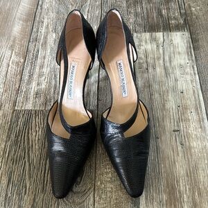 🌟Manolo Blahnik 🌟Black 🌟Lizard Leather
Heels Shoes, Italy Size:39-USA- 8.5